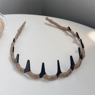 Diadema sencilla para lavarse la cara con dientes, pinza para el cabello antideslizante para terminar el cabello, diadema con ondas a presión