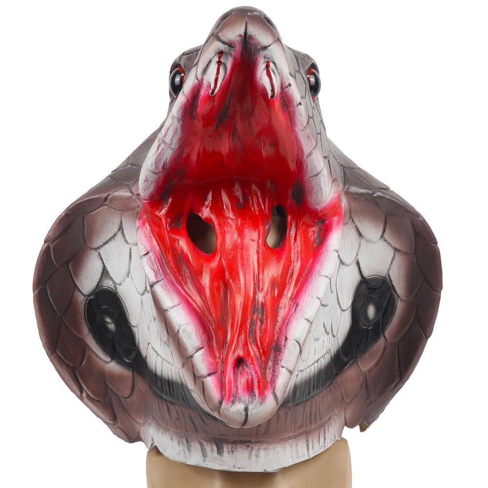 

Realistic Halloween Cobra Snake Mask - Scary Latex Headgear for Costume Props