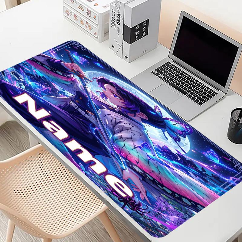 Custom Name Personalized Demon Slayer Anime Pattern Mousepad, Laptop PC Desk Mat, Decorative Desk Mat for Home Keyboard Pad Gift