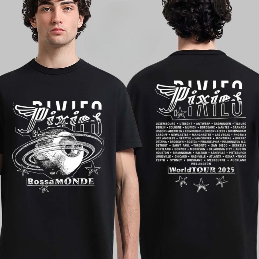 New Pixies World Tour 2025 Merch World Tour 2025 Bossa Monde Xerox Monde Two Sided Unisex T-Shirt