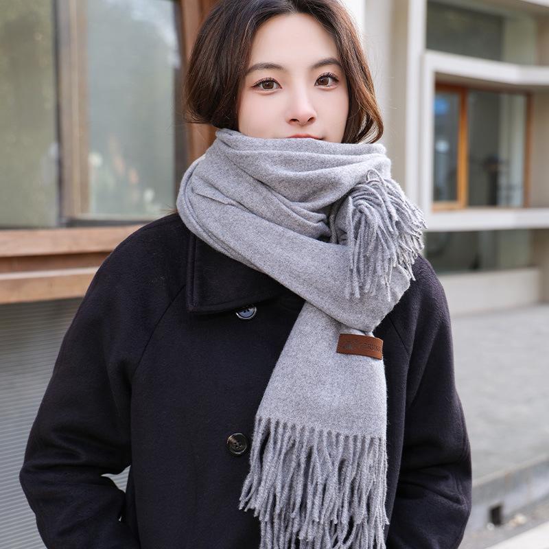 Women's Thick Cashmere Scarf - Versatile Japanese & Korean Style Shawl for Autumn & Winter