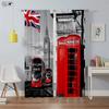 Black And White City Building 3D Printing Curtain Street View Building Red Bus Telephone Booth Simple Modern Decorative Curtain