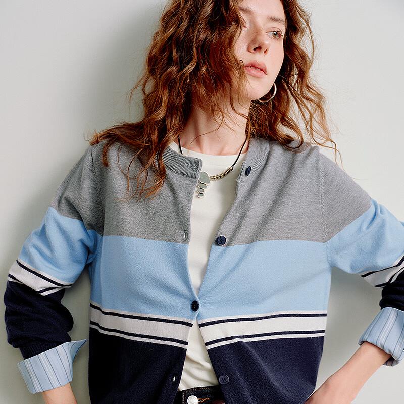 Women's Color Block Knitted Cardigan Jacket