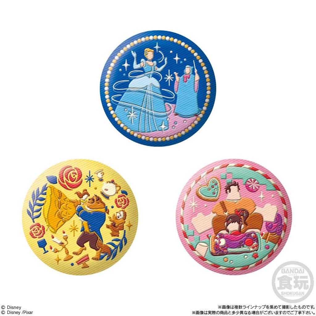 BANDAI Disney Characters Embroidered Can Badge Biscuit 2 Candy Toy Set of [Box 12]