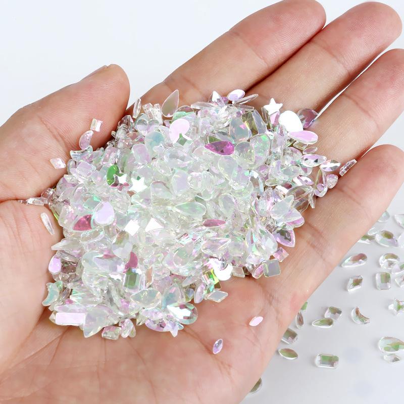 

Aurora Pink Bag Green Nail Art Diamond Jewelry Aurora Diamond Symphony Flat Bottom Special-Shaped Diamond Diy Jewelry Accessories