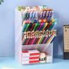 Non-Toxic Multi Functional Desktop Pen Holder Transparent Large Capacity Pen Holder Stationery Organizer Office Desk Pen Storage Rack