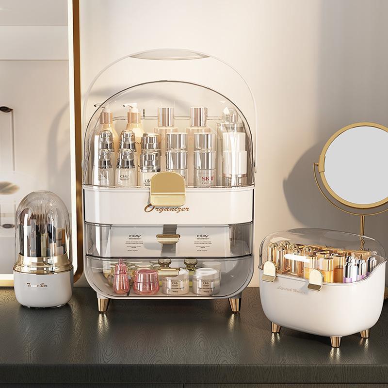 Lipstick Storage Box Dustproof Desktop Cosmetic Lipstick Organizer with Cover Ins Style Lip Glaze Lipstick Storage Rack