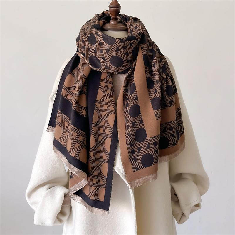 Winter Scarf Mature Elegant Luxury  Dot Cotton Shawl Windproof And Warm Women'S Scarf
