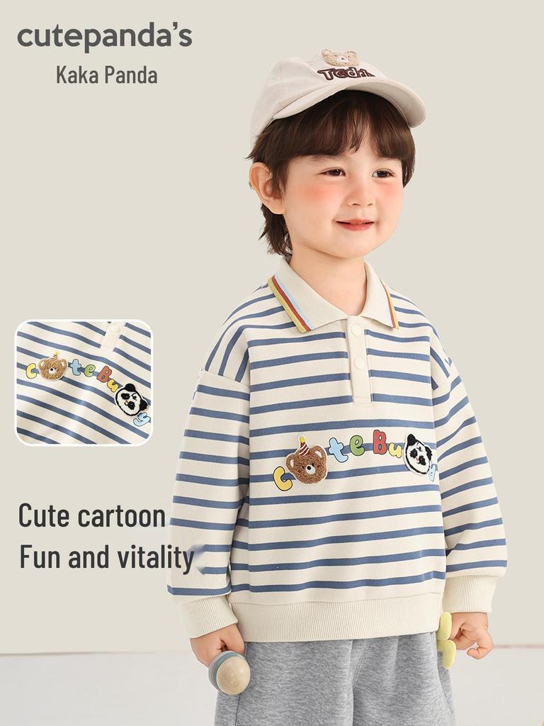 Kaka Panda Kids' Polo Neck Sweatshirt - Boys' and Girls' Spring & Autumn Top