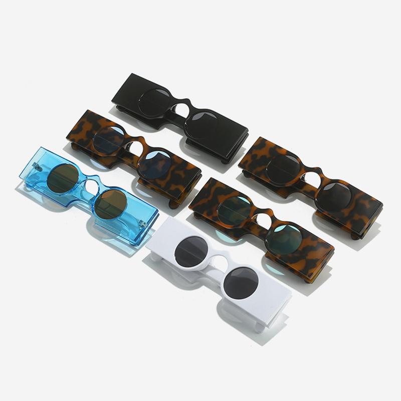 Vintage Unique Square Sunglasses Women For Men Sun Glasses Punk Luxury Brand Designer Hip Hop Small Round Lens Wide Leg Shades