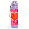 1PC Red Orange Glowing Heart Shape Print 750ml Color Plastic Sports Water Bottle Leakproof Flip Straw Lid Suitable for Sports Office Home Use