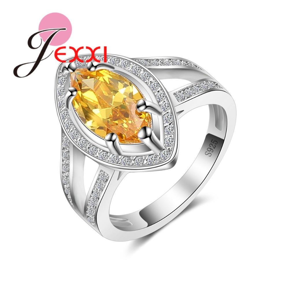 

Fashion Wedding Bands Rings For Women High Quality Yellow CZ Crystal 925 Sterling Silver Engagement Party Ring Jewelry 10