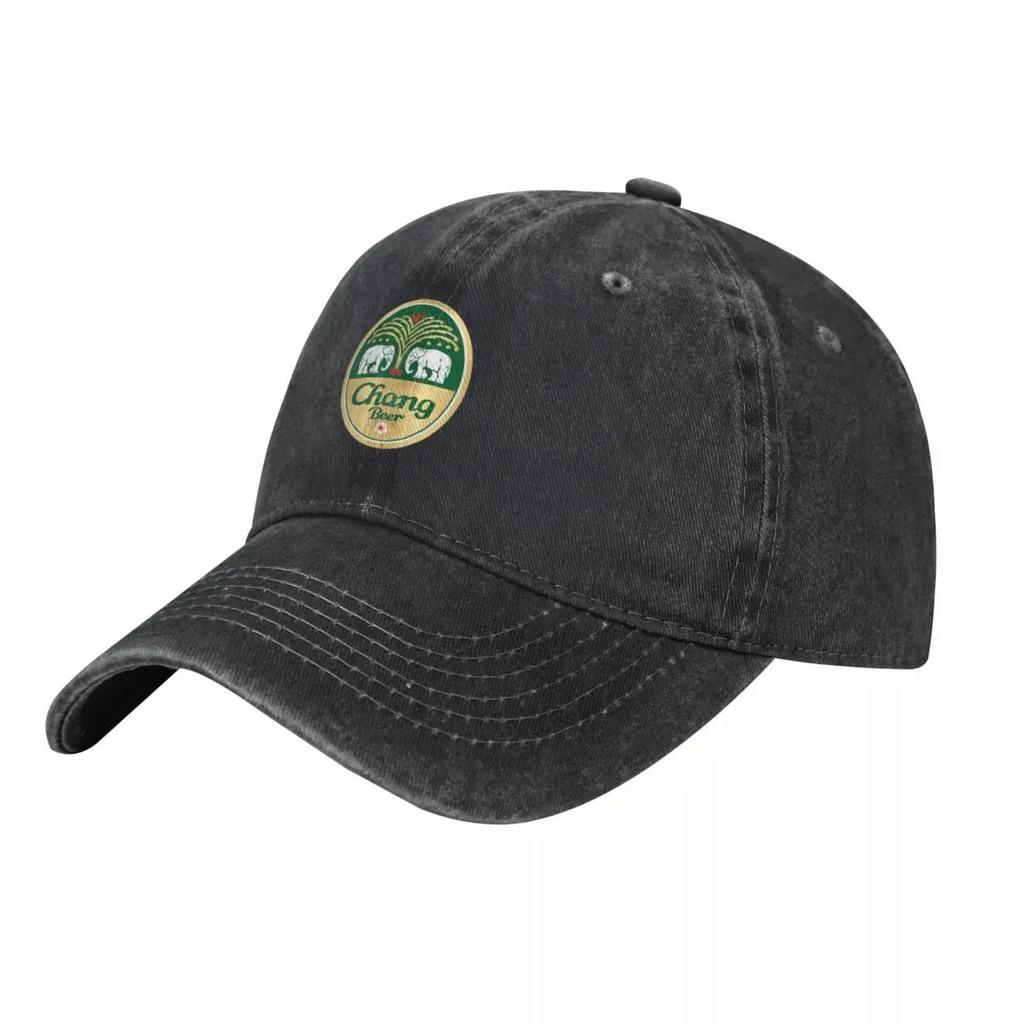 Chang Beer Thailand Logo Brauerei Traditionelles Logo Baseballkappe Sonnenhut Militärkappe Unisex Papa-Hut Schwarz Unisex Damen