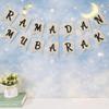 Decorative Ramadan Banner Wooden Eid Hanging Ornaments Crafts Festival Pull Flag  Living Room