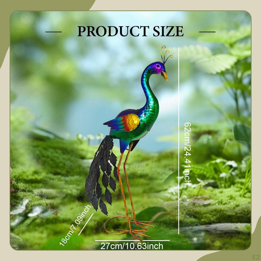 Peacock Garden Statue Decorative Figurine Metal Creative Lawn Ornament Iron Art Sculpture for Porch