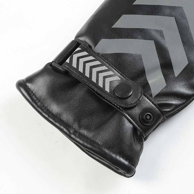 Winter Warm Gloves for Men Fleece and Thickened Night Command Reflective Strip Gloves Windproof Cotton Gloves