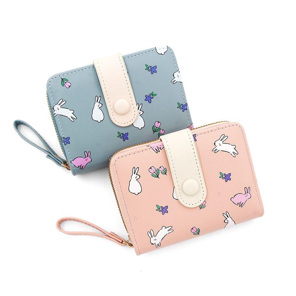 Lovely Rabbit Purse Bag Short PU Leather Wallet Sweet Rabbit Folding Wallet Women