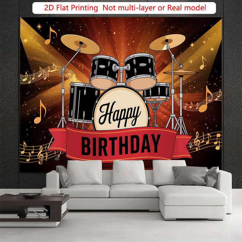 Party Backdrop Flat Cool Drum Photo Booth Background Birthday Party Decor