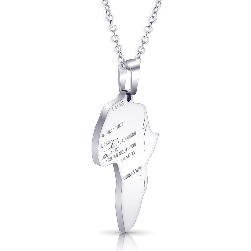 Stainless Steel African Map Hip Hop Pendant Necklace - Titanium Steel, Versatile Design