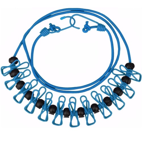 Fohil Clothes Drying Rope with Clips, Windproof, Anti-Slip Stopper, Portable, Perfect for Camping, Hotel Travel, Business Trips, Indoor and Outdoor Us