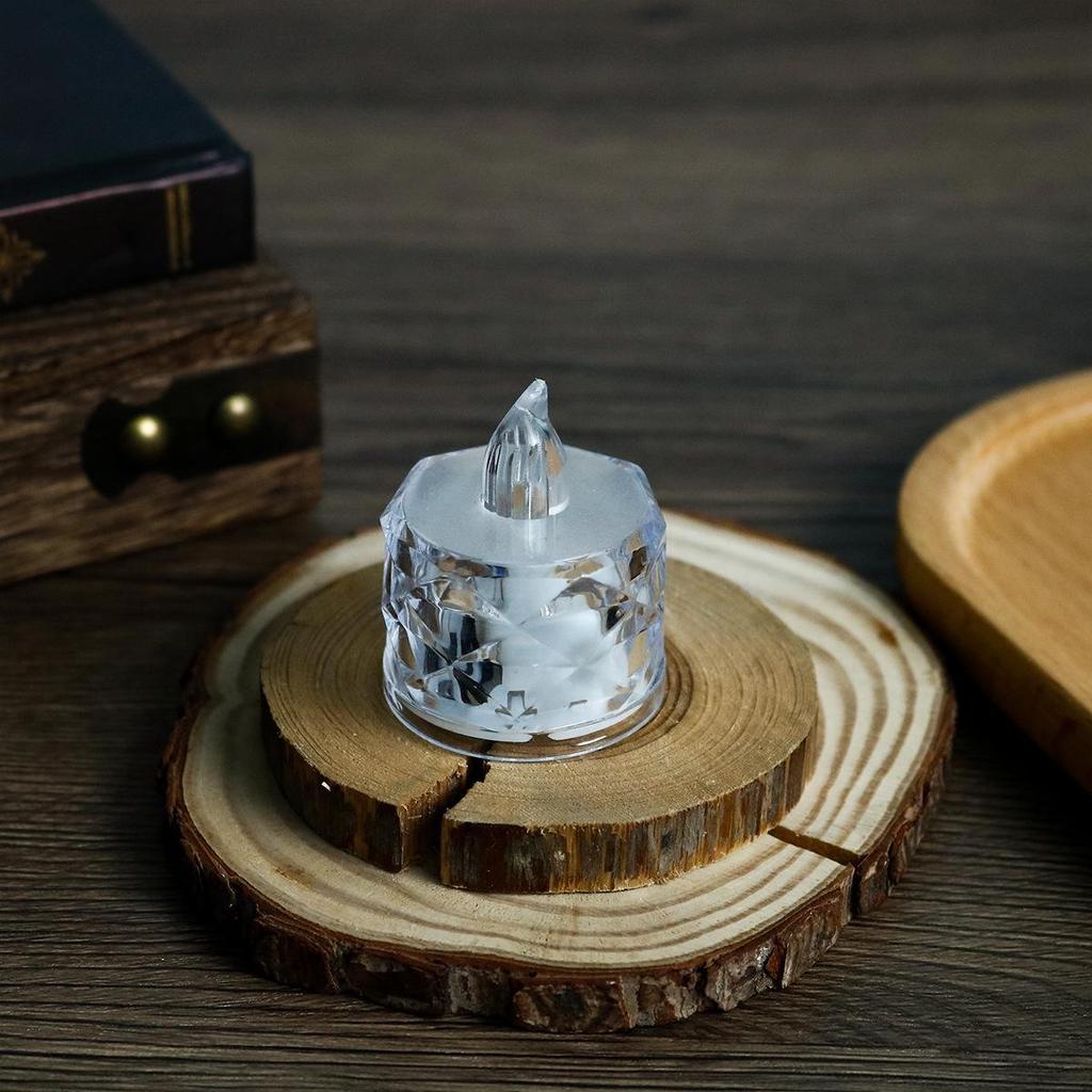 Transparent LED Crystal Tea Light Candles - Set of 24 Smokeless for Christmas or Romantic Nights
