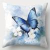 Blue Dancing Butterfly Print Home Decor Pillowcase Bedroom Living Room Sofa Decoration Polyester Cushion Cover with Zipper