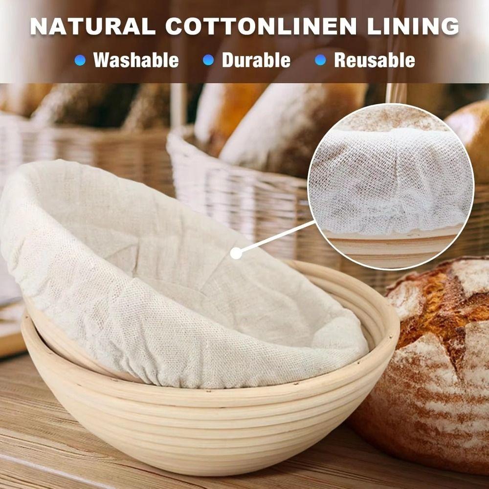with Liner Woven Fermentation Basket Round Dough Fermentation Basket Bread Proofing Basket  Shaping