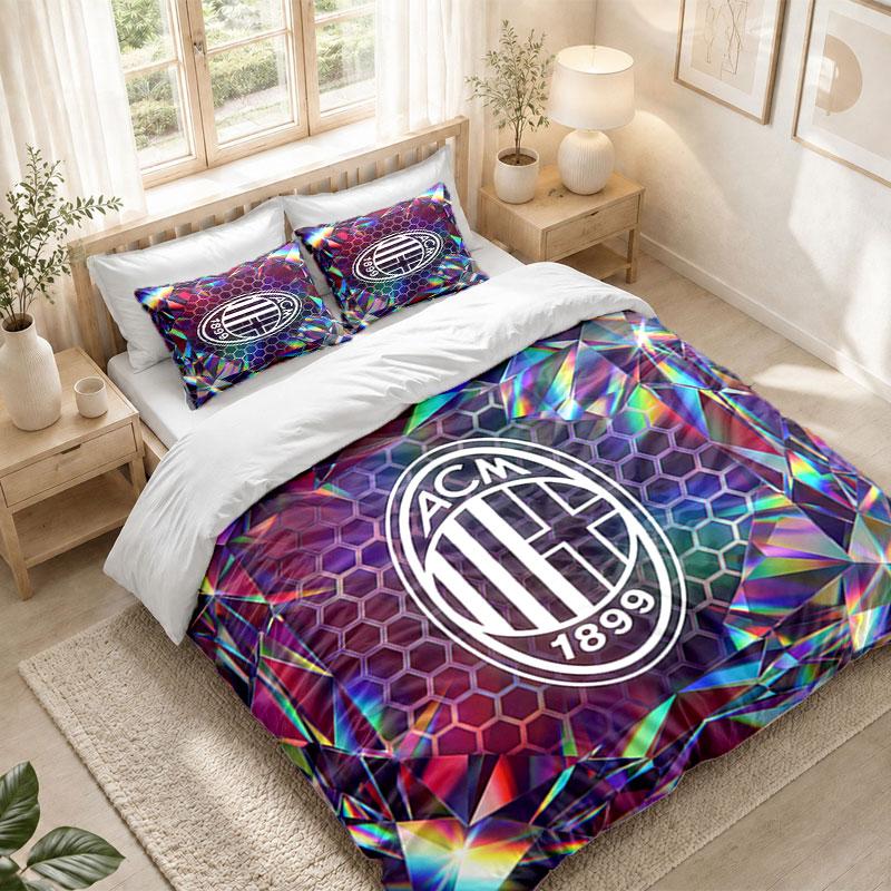 Bedding Set 1 Duvet Cover 2 Pillowcases AC Milan Print Bedroom Home Decoration
