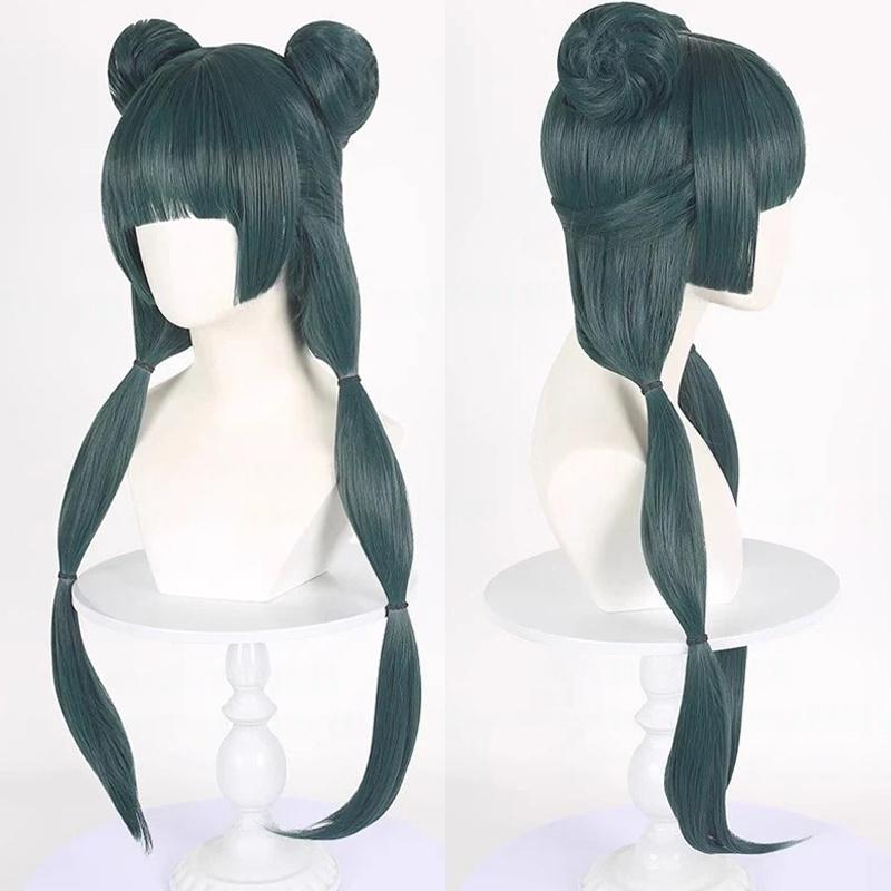 Parrucca Cosplay Maomao Sintetica Anime Le Diariste dell'Apothacary Capelli Verdi 2 Stili Kusuriya No Hitorigoto Fermaglio per Capelli Copricapo + Cuffia per Parrucca