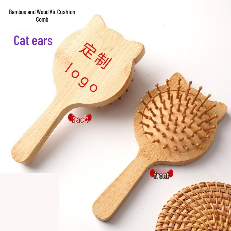 Bamboo Cat Ear Cushion Comb - Airbag Massage & Custom Logo Event Gift