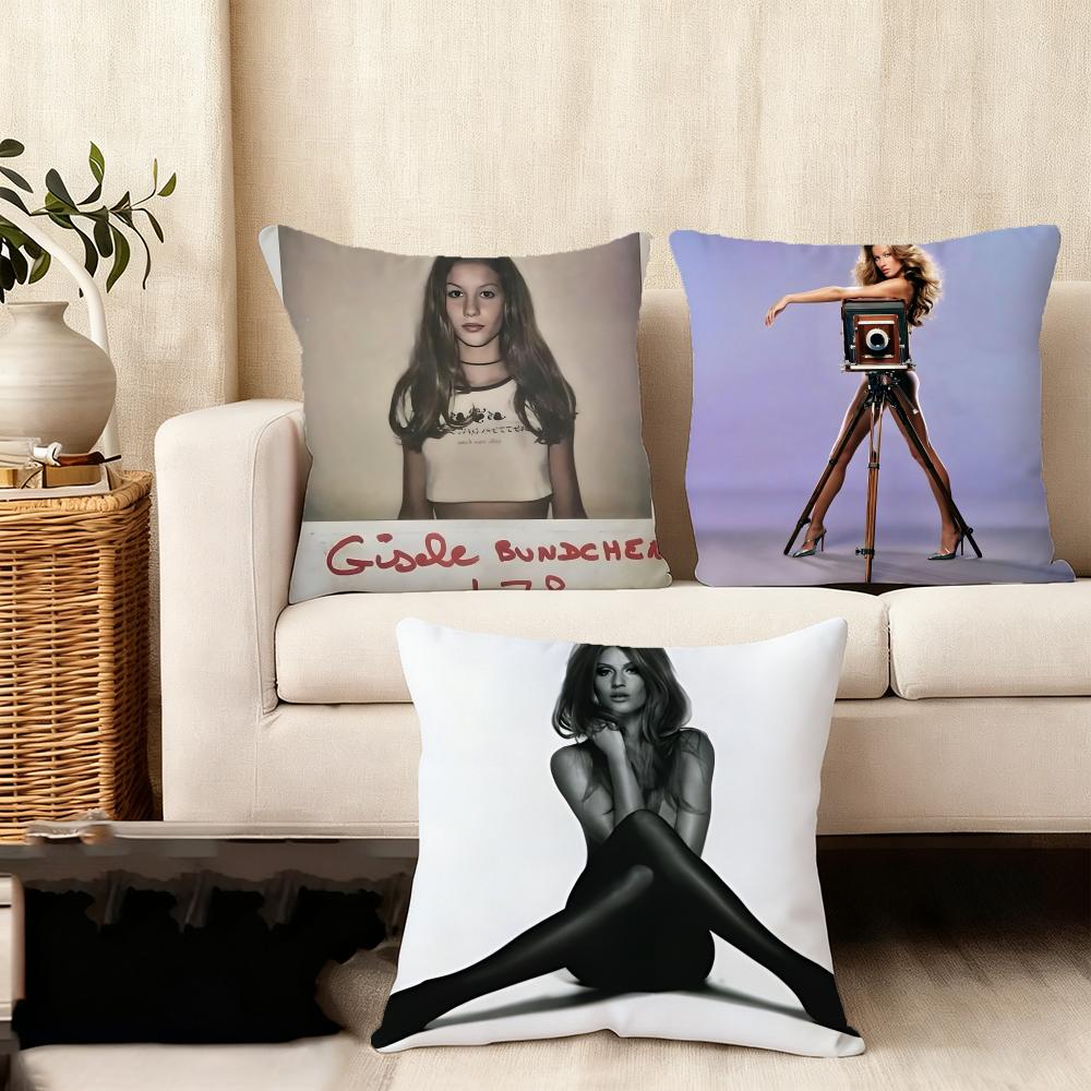Cushion Cover Silky Short Plush Home Sofa Cushion Cover - Invisible Zipper Home Decoration Gisele Bundchen Model