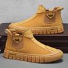 Fashion Chelsea Boot for Men Comfort Autumn Loafers High Top Work Shoes Man Leather Casual Boots Slip-on Platform Ankle Boot Men