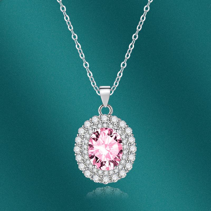 POMOiii Oval Pendant Necklace Multiple Colour Fashion Wedding Engagement Jewelry