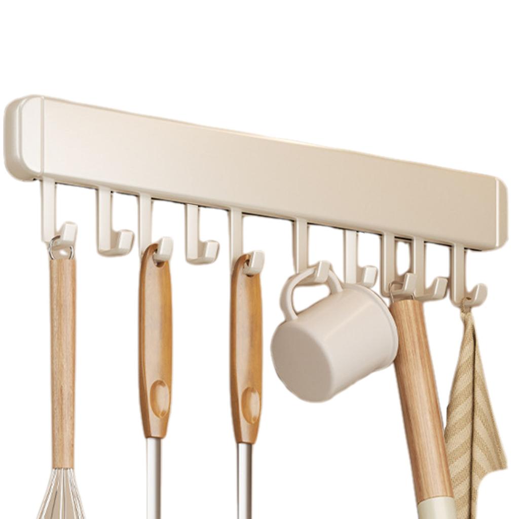 30/40/50cm Stainless Steel Non Perforated Kitchen Hook Rack With Movable Hooks For Spoon Shovel Utensil Organization
