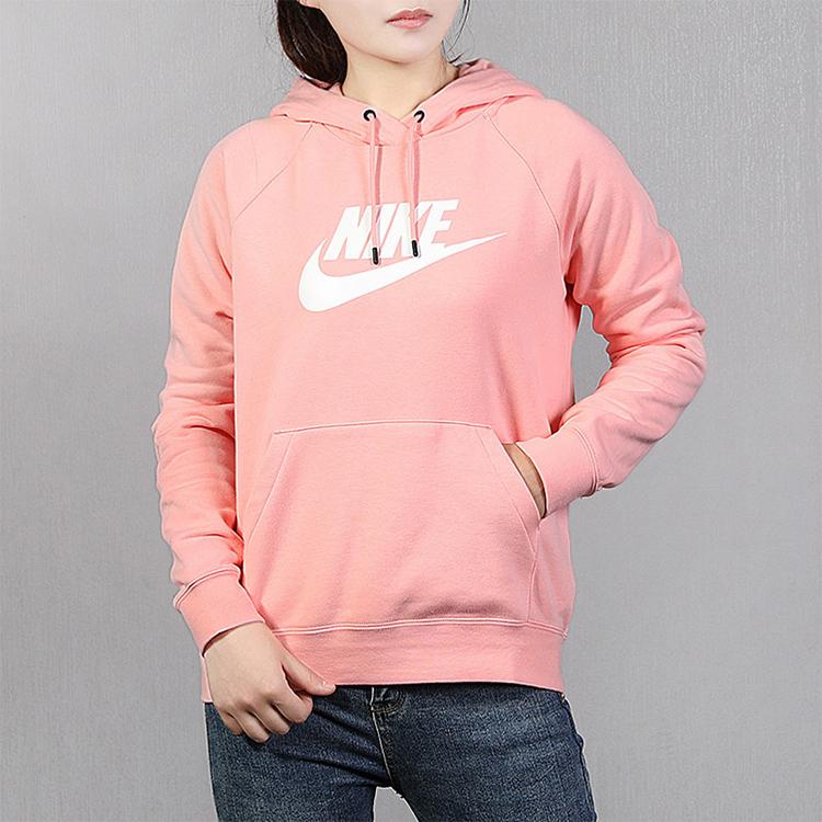 Nike Sportswear Essential Solid Color Hooded Casual Sports Sweatshirt Women sweatshirt Bleached-Coral BV4127-697