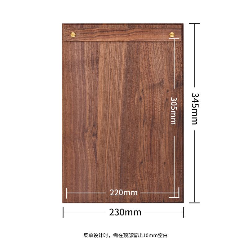 Fangye | Black Walnut Menu Holder Folder Solid Wood Base Plate Retro Textured Design Japanese Style Brass Coffee Restaurant