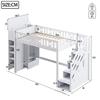 Loft Bed 90x200, Children's Bed Storage Ladder, Heart Railing, Storage Space, Foldable Storage Cabinet/shelves, White (without Mattress)