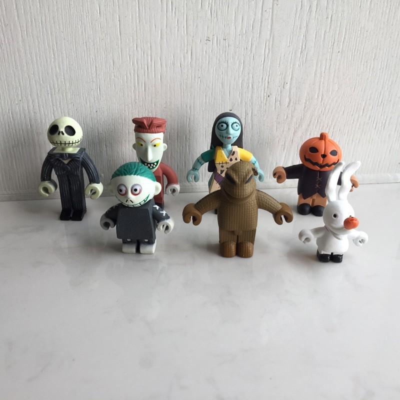 7pcs/set Nightmare Before Christmas Jack Skull Pumpkin Halloween Doll Model Toys Ornaments Gifts