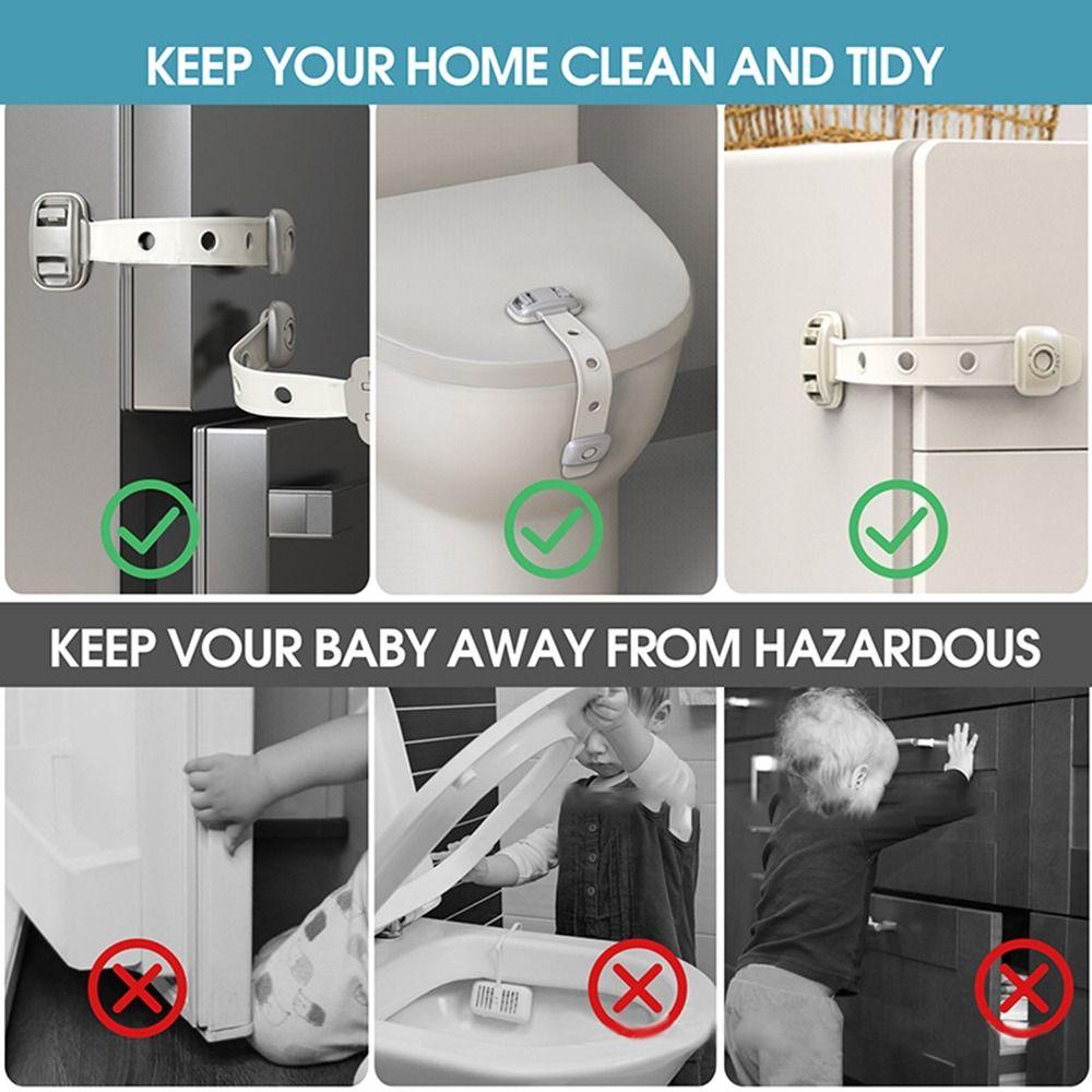 Dual Button Child Safety Lock Plastic Locker Buckle Toilet Lock  Home Security Protection