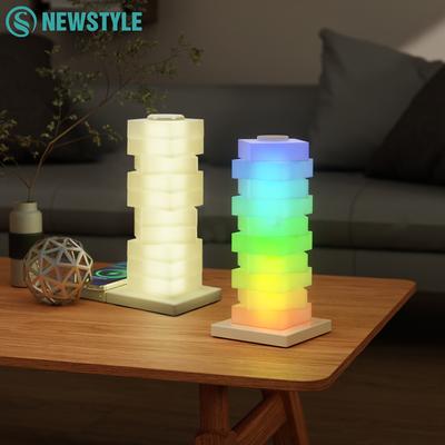 LED Creative Bedside Table Lamp Wireless Charger Creative Night Light Ambient Light RGB DIY Dimmable Nightstand Lamp Bedroom Dec