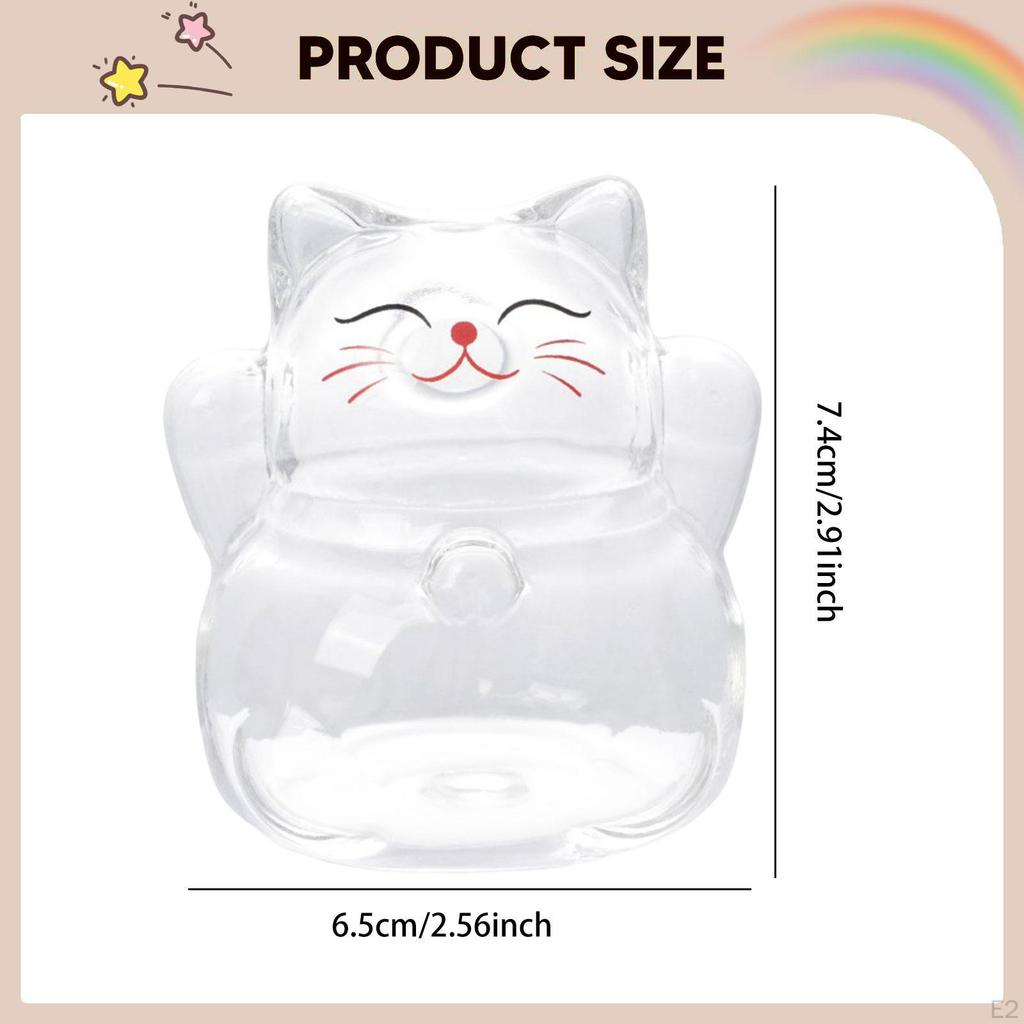 Glass Piggy Bank Transparent Saving Pot Ornament Small Novelty Cat Shaped Cute for Office Home
