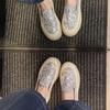Korean Style Women's Summer Mesh Sequin Loafers - Breathable Slip-on with Thick Sole