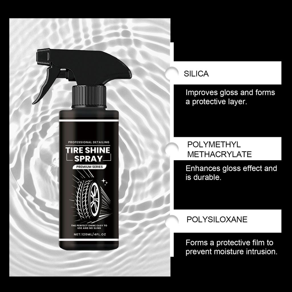 Tire Gloss Spray ,120ML,; Wheel Tire Gloss Maintenance Cleaning Polishing Coating Liquid Coating Agent; Suitable For Cars, Trucks, SUVs, RVs, Etc.