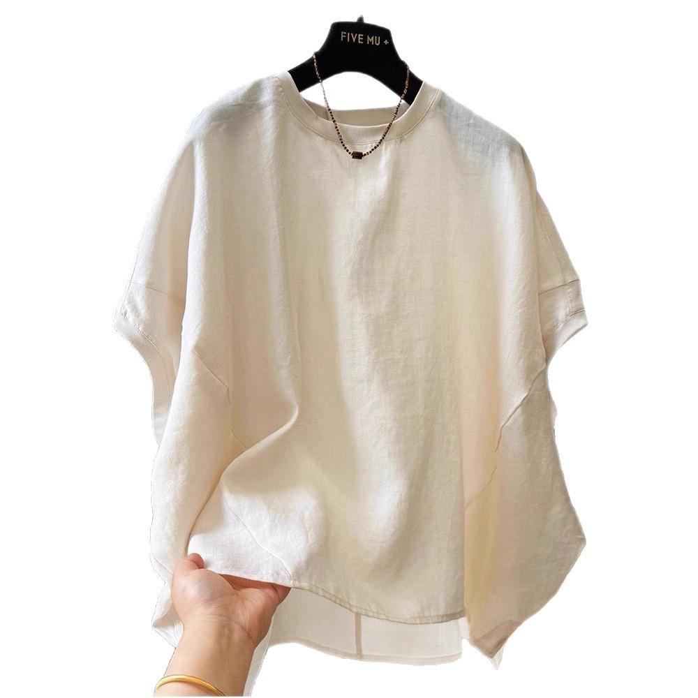 Trade Bat-sleeved Short-sleeved Shirt Women's New Summer Large Size Fat Mm Irregular Temperament Unique Top