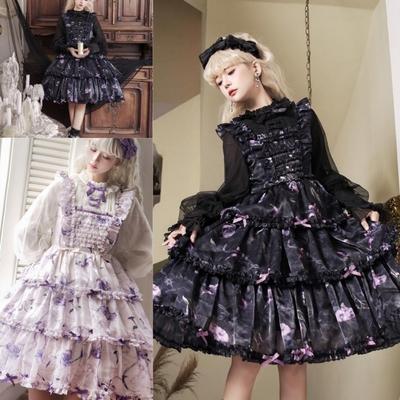 Firefly Flower OP Light Lolita Daily Lolita Vintage Dress - Girls' Soft Girl Fake Two-Piece Set