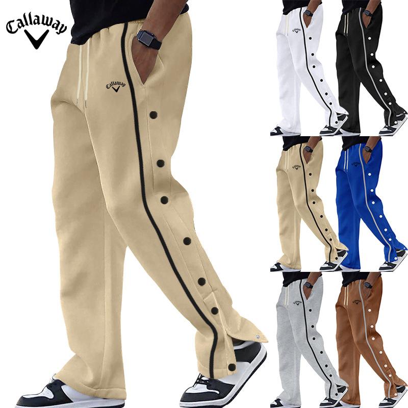 

Callaway 2024 Casual Sports Breasted Pants Men s Embroidered Autumn New Loose Straight Drawstring Oversized Pants S чёрный