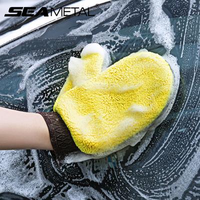 Luva de Lavagem de Carro de Microfibra Dupla Face Espessa Velo de Coral Luvas Escova de Limpeza Detalhamento de Carro Limpador Ferramenta de Cuidado