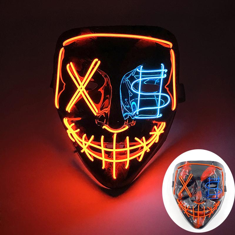 Wireless Scary Glowing Mask LED Luminous Purge Mask Halloween Carnival Light Up Cosplay Party Mask Festival Costume Supplies