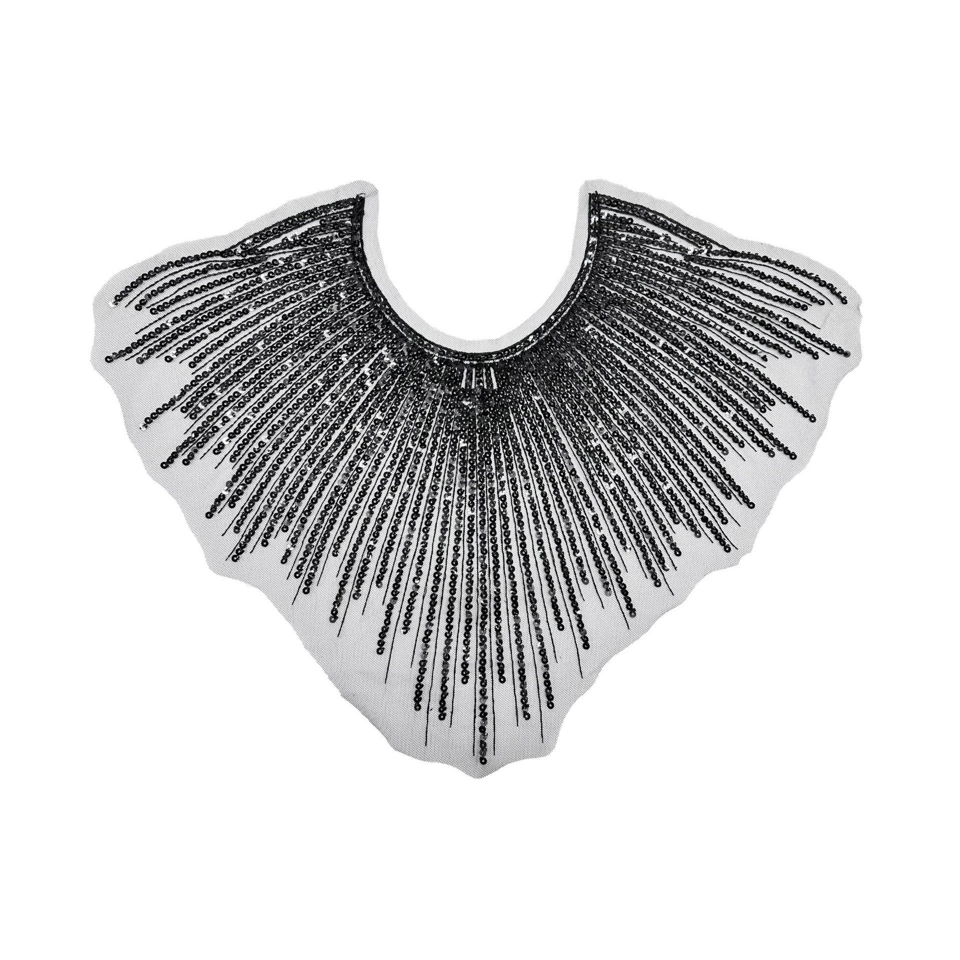 

Shining Sequins Lace Collar Beaded Applique Neckline Patch Sew on Lace Neckline Women Clothes чёрный