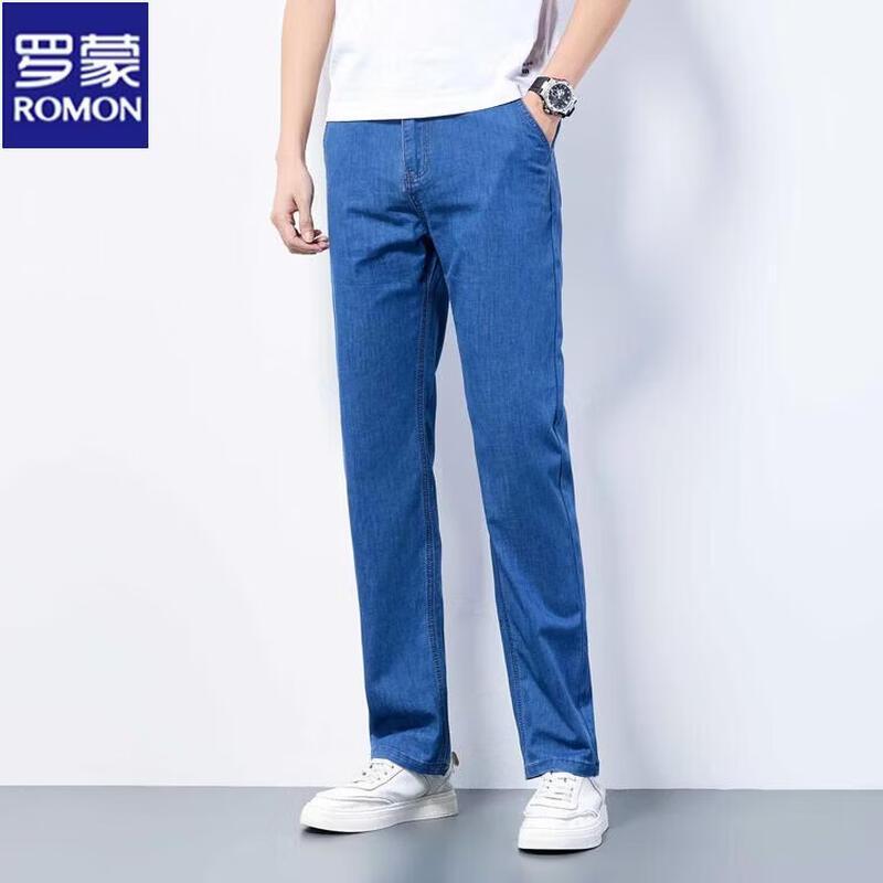 Romon Men s Ice Silk Straight-Leg Jeans 38